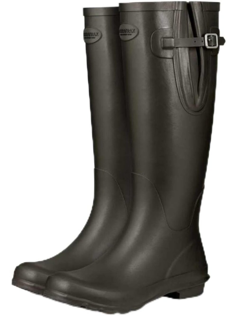 Women's Brown Rubber Boots Tall Wide Calf Rain Boots Wellington Boots Waterproof